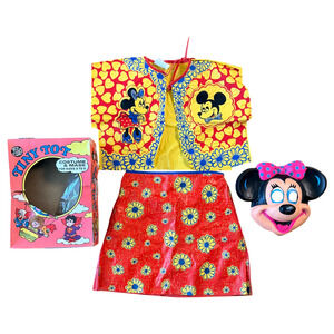 Vintage 1976 Ben Cooper Minnie Mouse Costume & Mask + Box 176 Tiny Tot Child 3-5